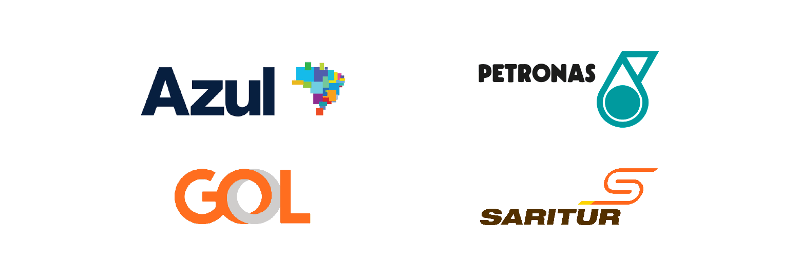 Clientes: Azul, Petronas, GOL, Saritur